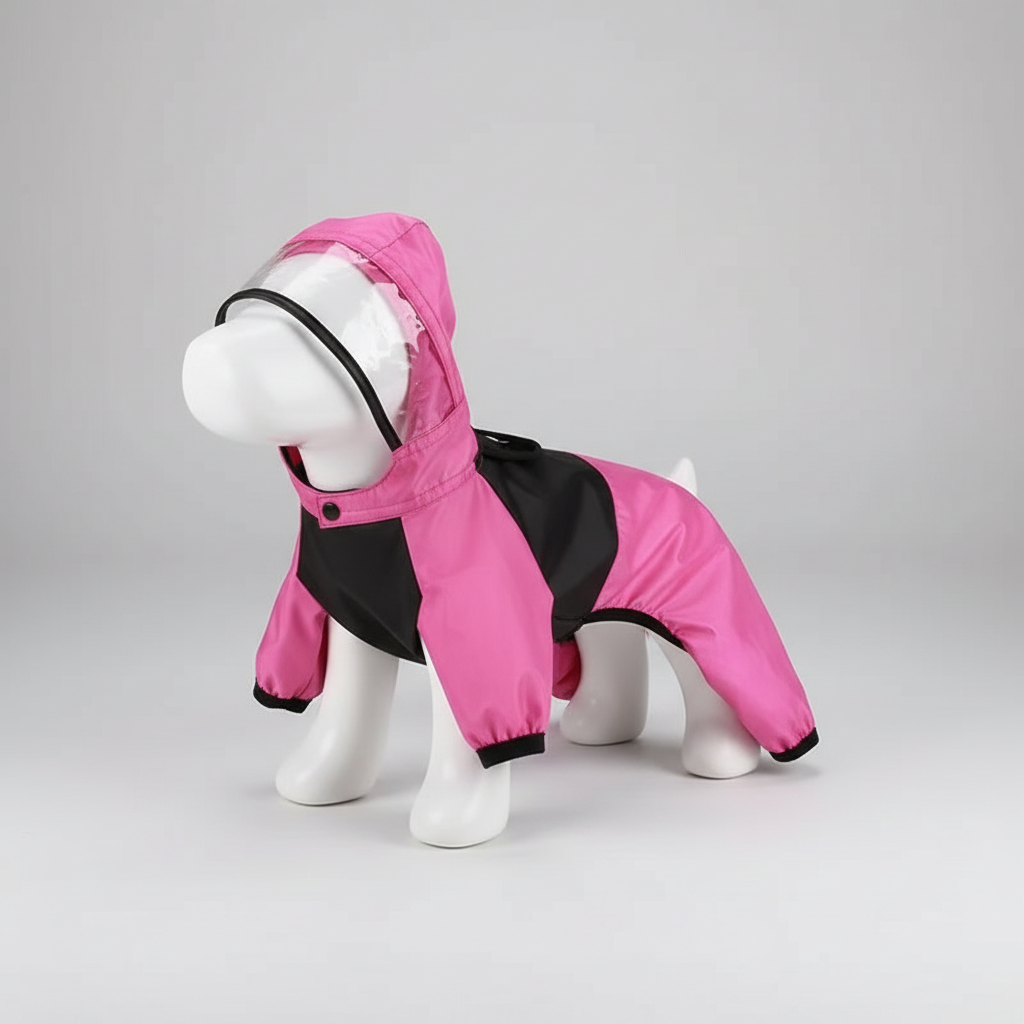 Transparent Hooded Dog Raincoat