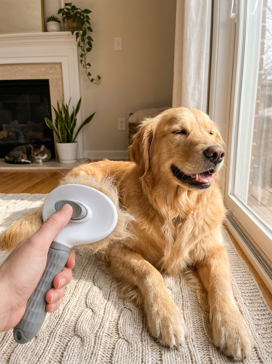 Self-Cleaning Slicker Brush for Dogs and Cats